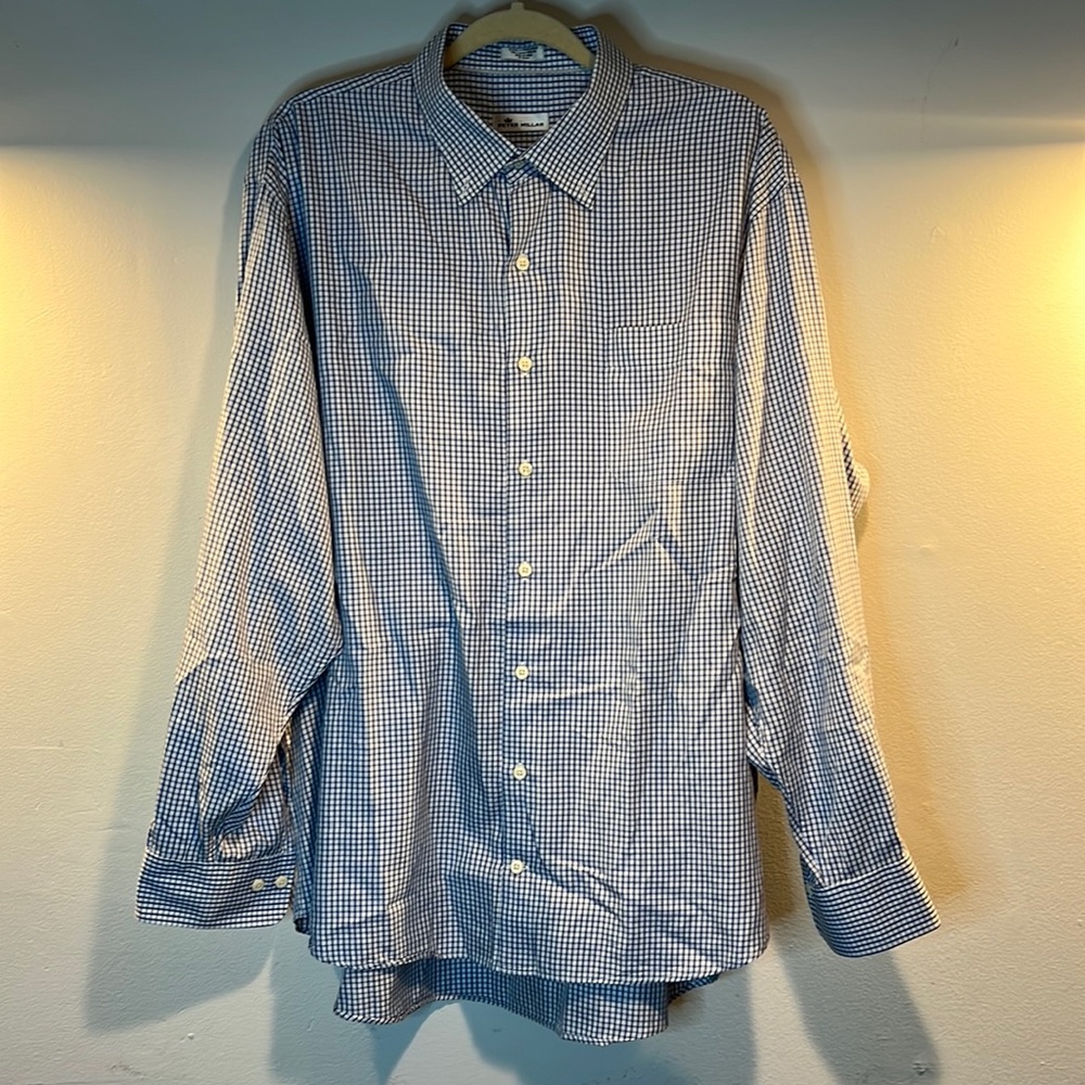 Peter Millar mens xxl blue and white button down shirt